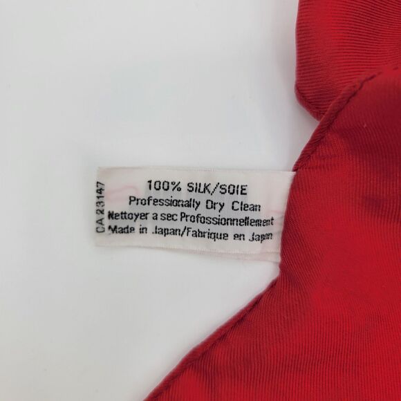 Talbots Womens Red/Green/Gold Multicolor Holiday 100% Silk Scarf 36" x 33" - Picture 4 of 6